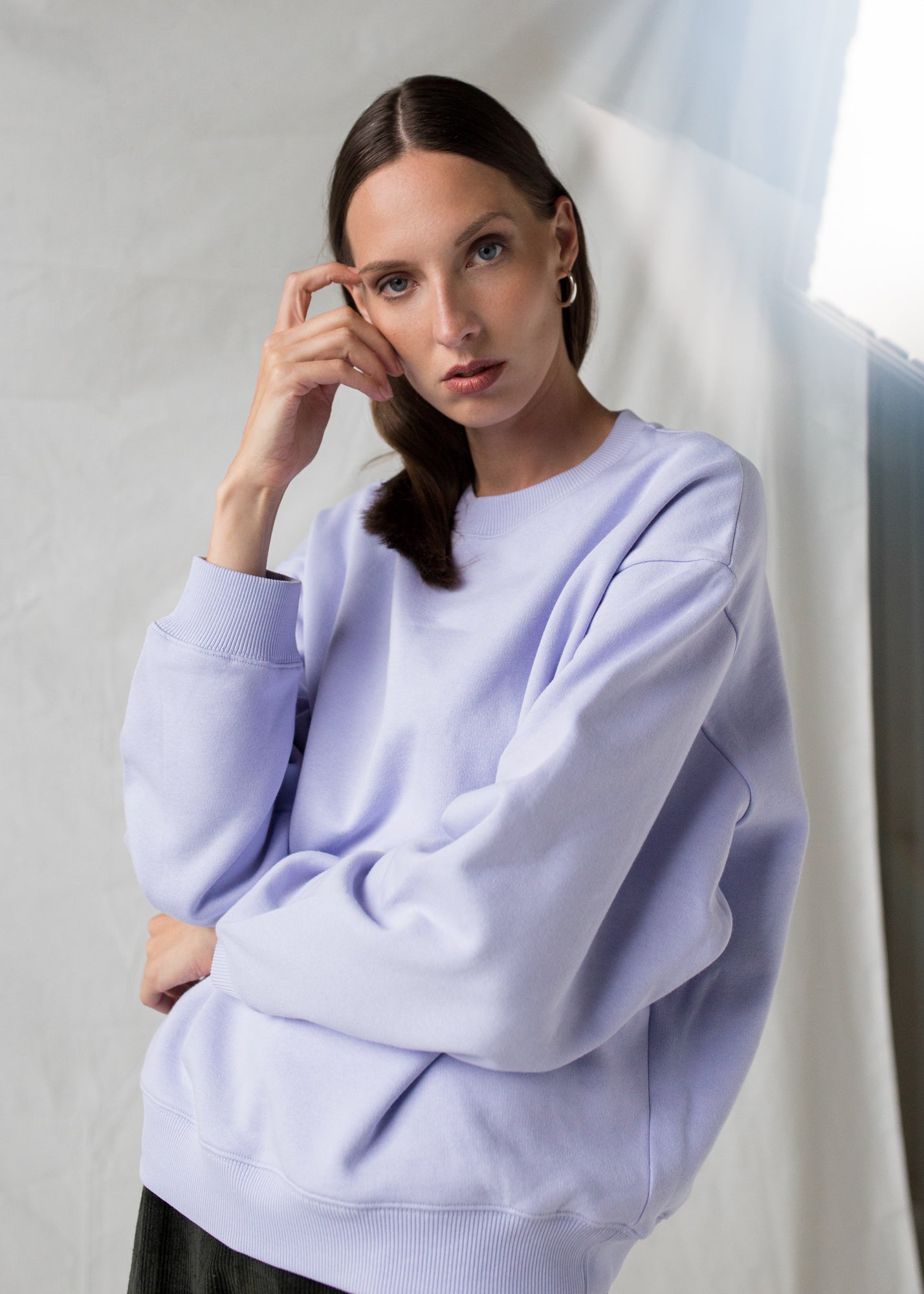 Icy lilac oversize sweatshirt in organic cotton