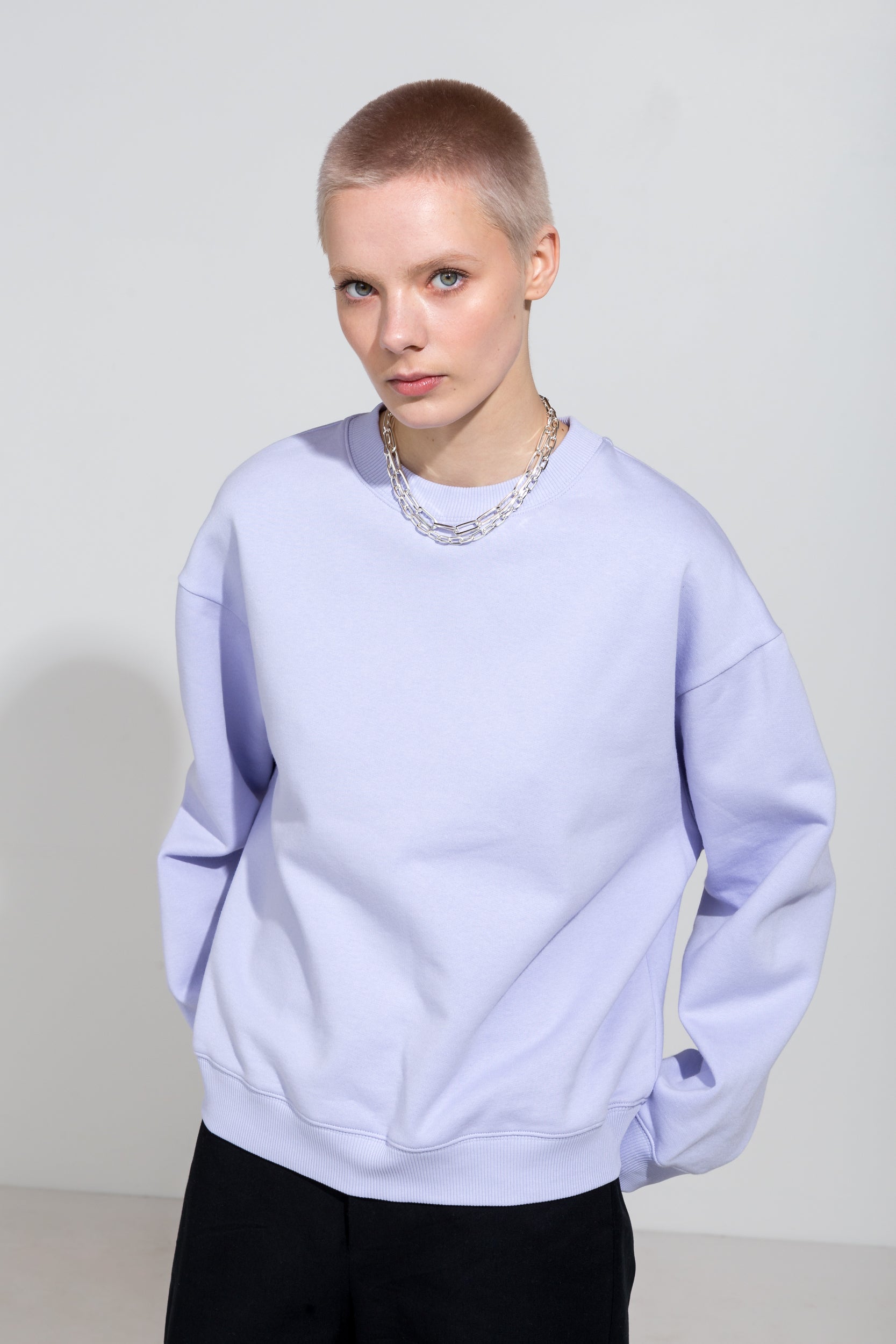 Icy lilac oversize sweatshirt in organic cotton