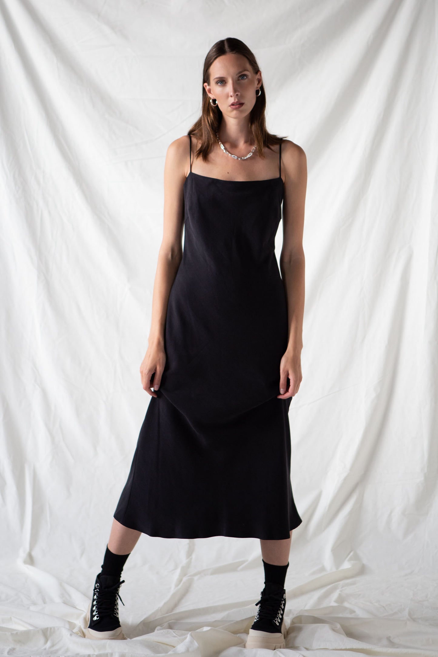 Black tencel slip dress