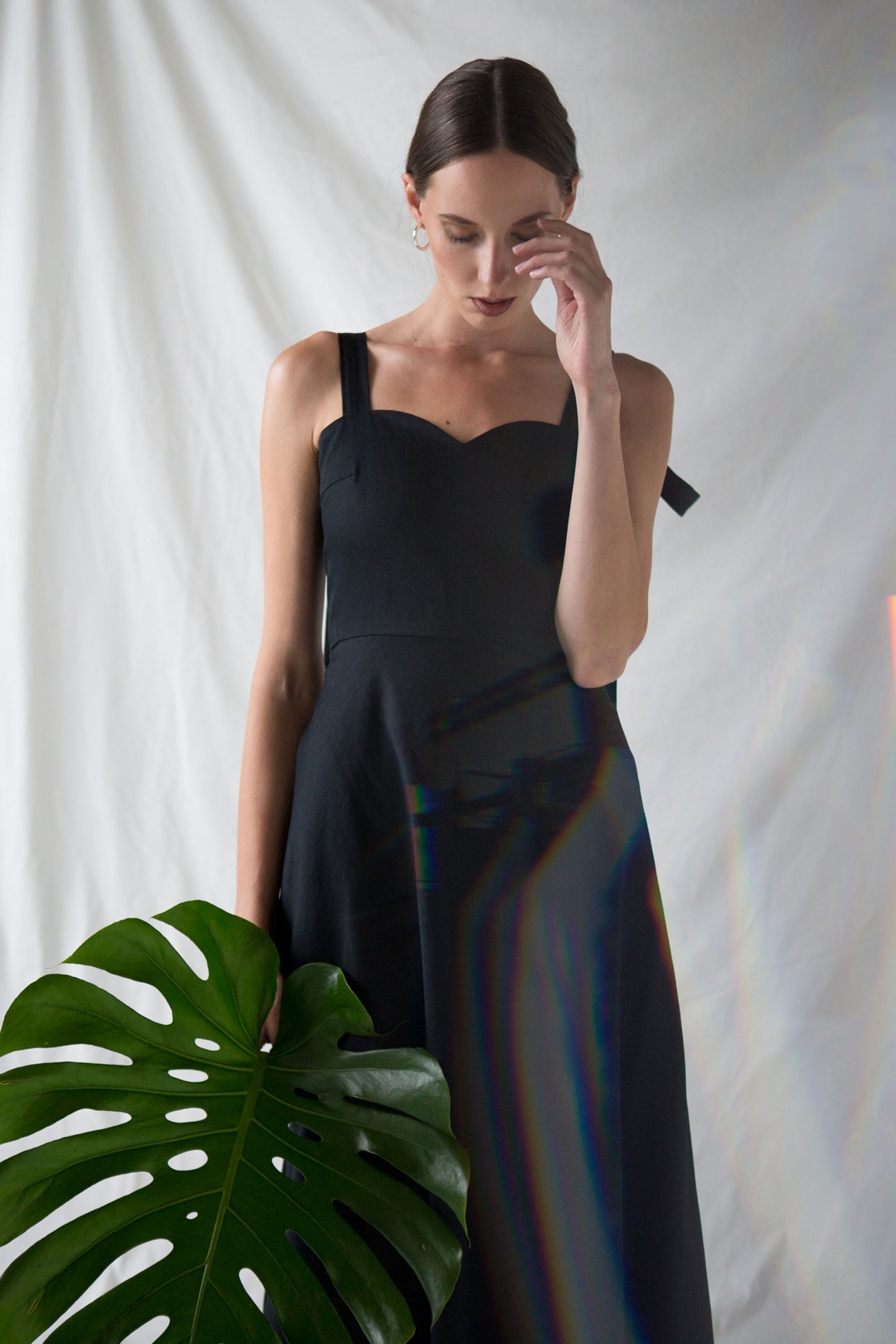 Black strapless midi dress