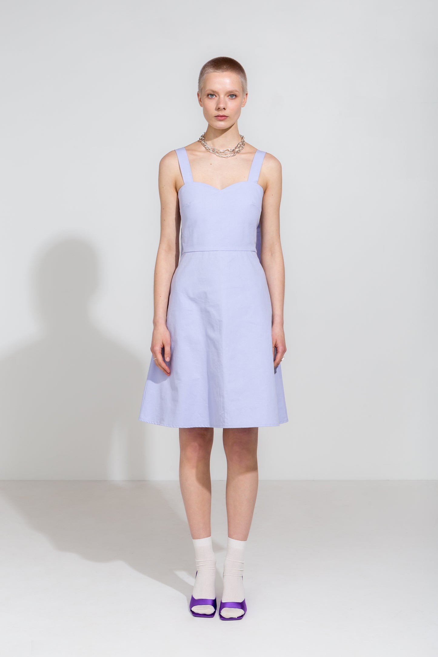 Icy lilac strapless dress in organic cotton